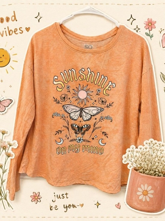 SO Other - Sunshine Graphic Long Sleeve Boho Style Tee